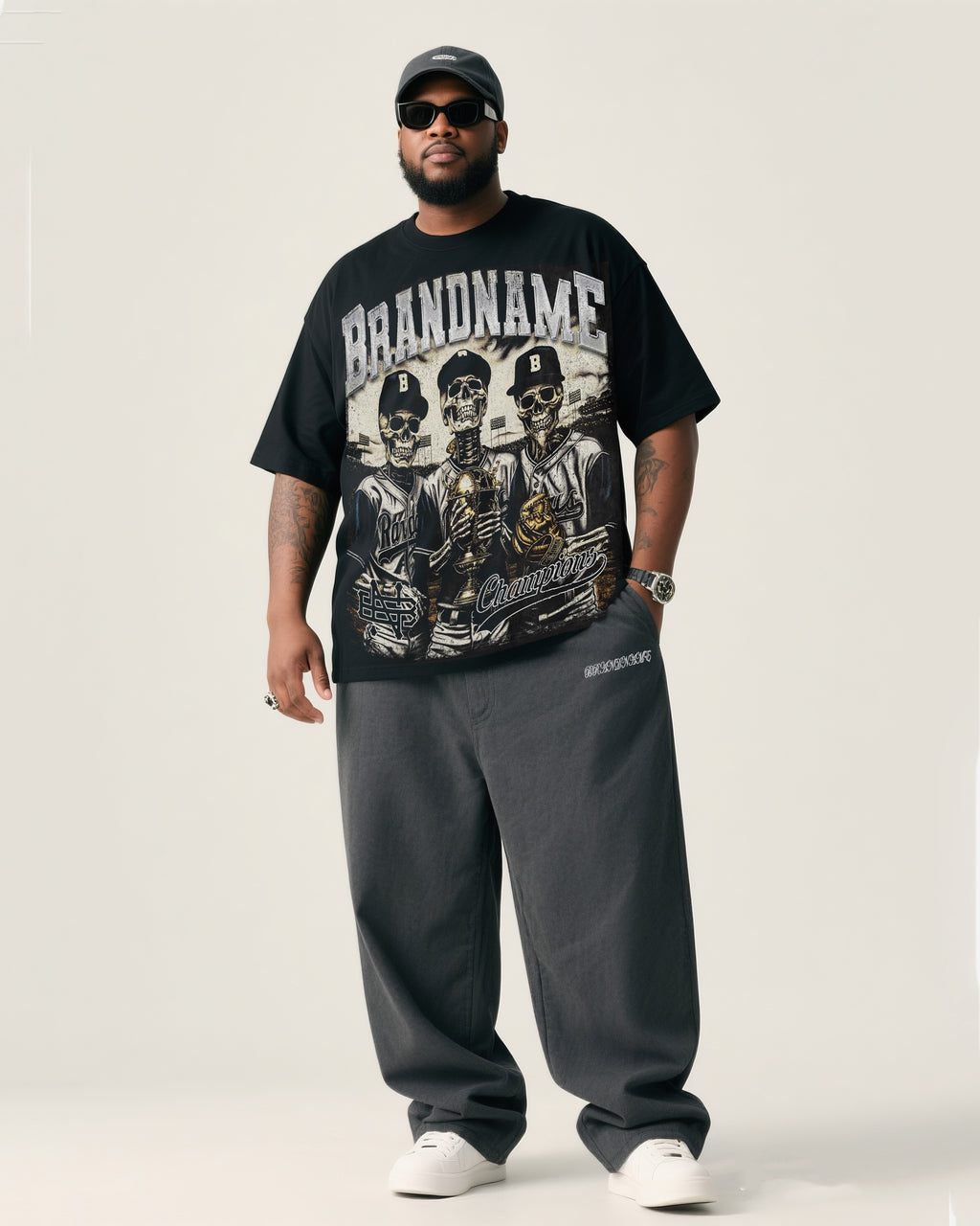 Big & Tall Streetwear T-Shirt Pants Set for big men view 1