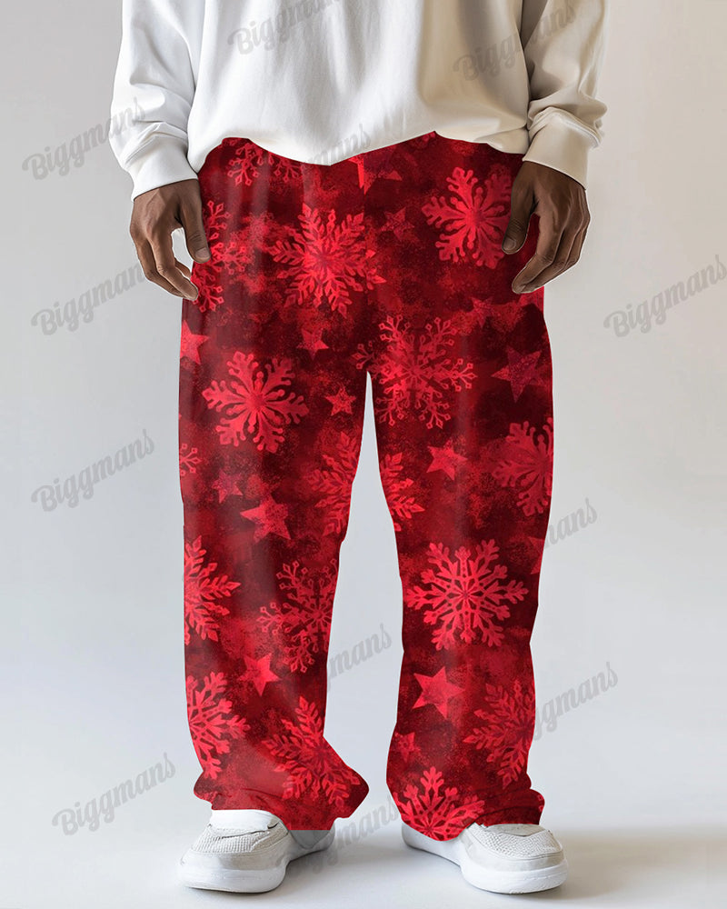 Big & Tall Red Geometric Streetwear Pants for big men