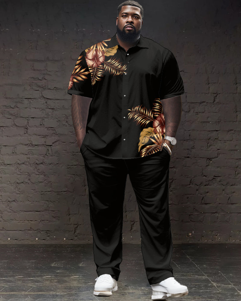 Big & Tall Graphic Floral T-Shirt Pants Set for big men view 4