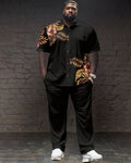 Big & Tall Graphic Floral T-Shirt Pants Set for big men view 4