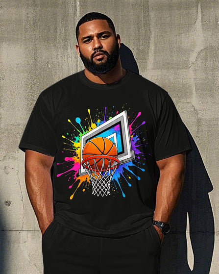 Big & Tall Splash Ink T-Shirt Pants Set for big men view 2
