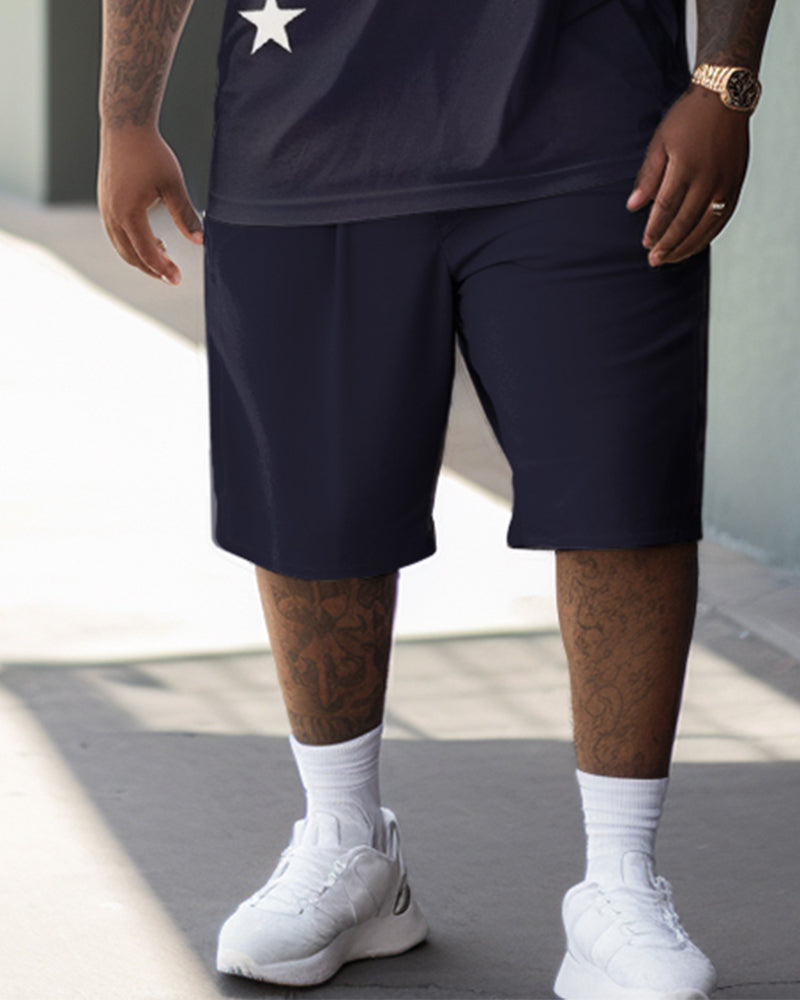 Big & Tall Colorblock Graphic Patchwork Two-piece Set for big men view 3