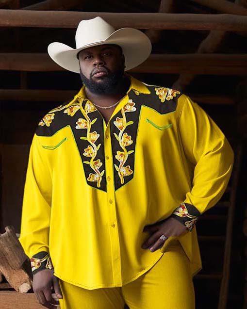 Big & Tall Yellow Western T-Shirt Pants Set for big men view 6