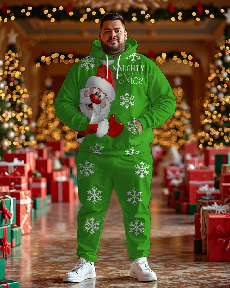 Big & Tall Green Graphic Hoodie Sweatpants Set for big men view 1