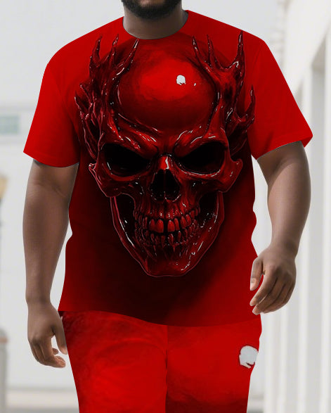 Big & Tall Skull T-Shirt Shorts Set for big men view 2