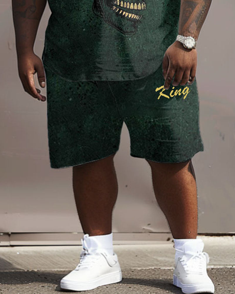 Big & Tall Graphic Streetwear T-Shirt Shorts Set for big men view 3