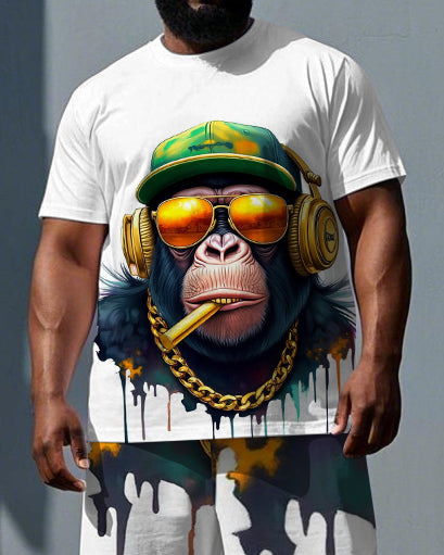 Big & Tall Streetwear T-Shirt Shorts Set for big men view 2