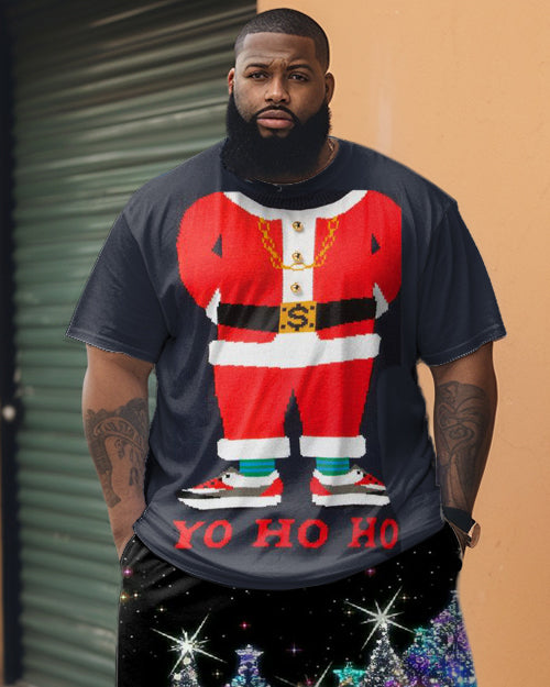 Big & Tall Business Casual T-Shirt Shorts Set for big men view 2