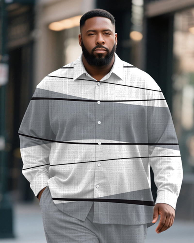 Big & Tall Gray Colorblock T-Shirt Pants Set for big men view 2