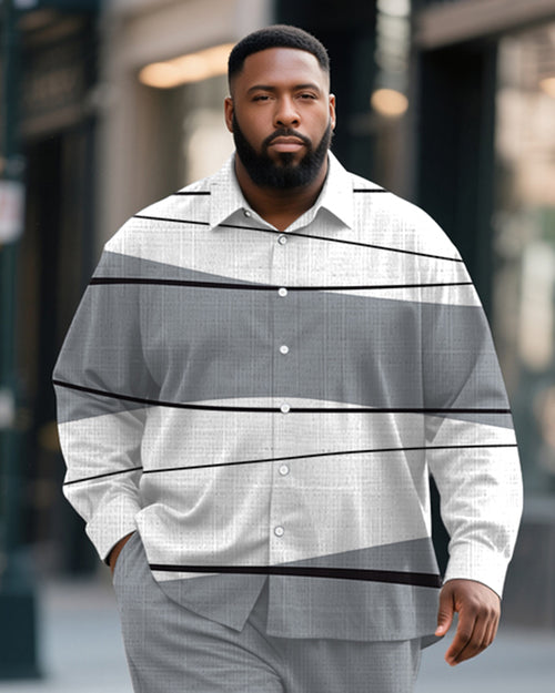 Big & Tall Gray Colorblock T-Shirt Pants Set for big men view 2