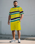Big & Tall Striped T-Shirt Shorts Set for big men view 1