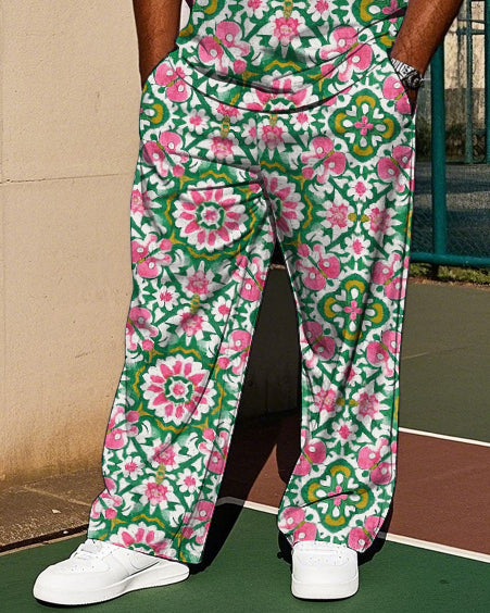 Big & Tall Floral Vintage T-Shirt Pants Set for big men view 3