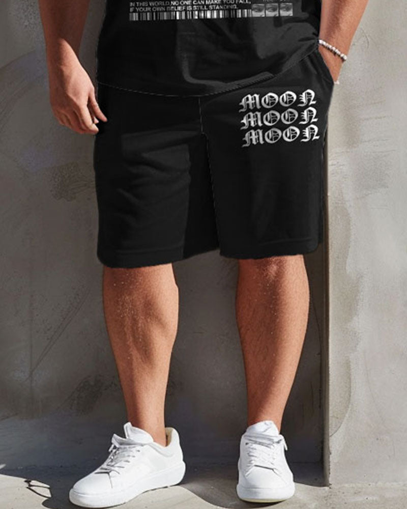 Big & Tall Graphic Vintage T-Shirt Shorts Set for big men view 4