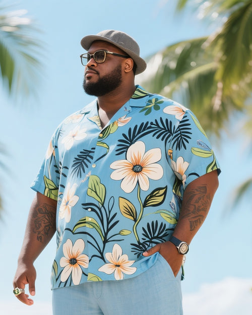 Big & Tall Floral T-Shirt Pants Set for big men view 2