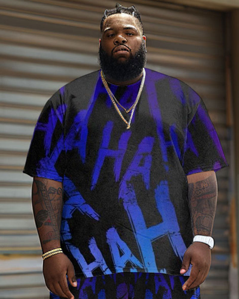 Big & Tall Gradient Graphic T-Shirt Shorts Set for big men view 3