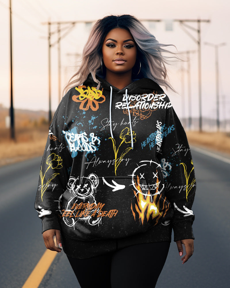 Big & Tall Graphic Graffiti Hoodie for big men