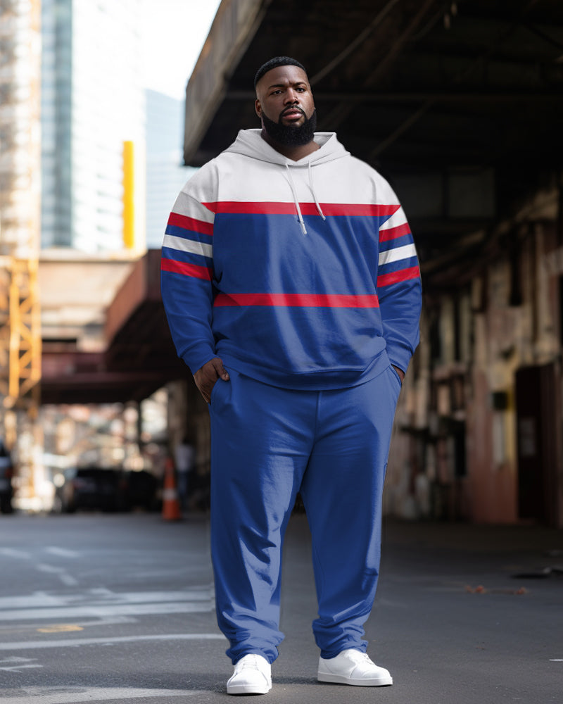 Big & Tall Colorblock Striped Hoodie Sweatpants Set for big men view 1