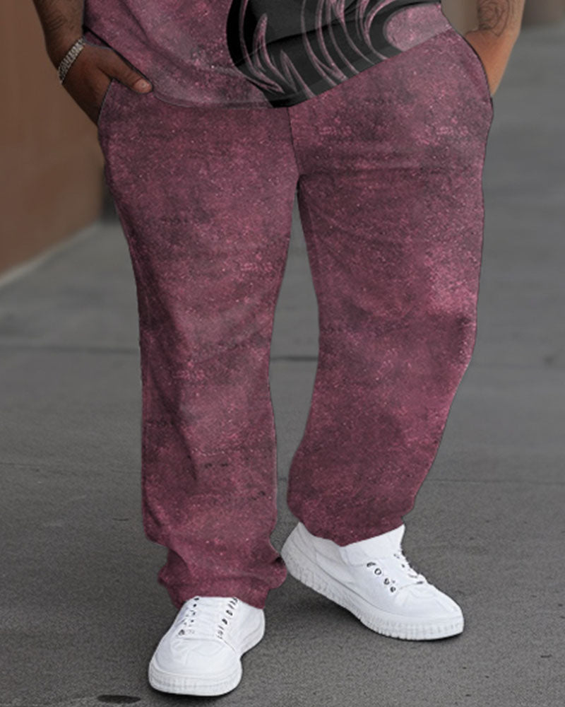 Big & Tall Pink Graphic T-Shirt Pants Set for big men view 3