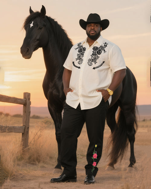 Big & Tall Western T-Shirt Pants Set for big men view 1
