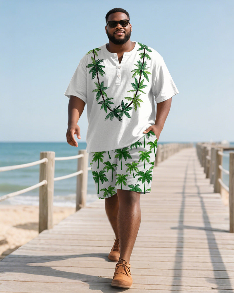 Big & Tall Hawaiian T-Shirt Shorts Set for big men view 2
