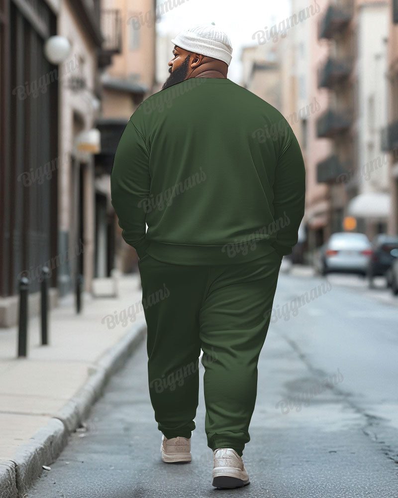 Big & Tall Green Graphic Graffiti Two-piece Set for big men view 2