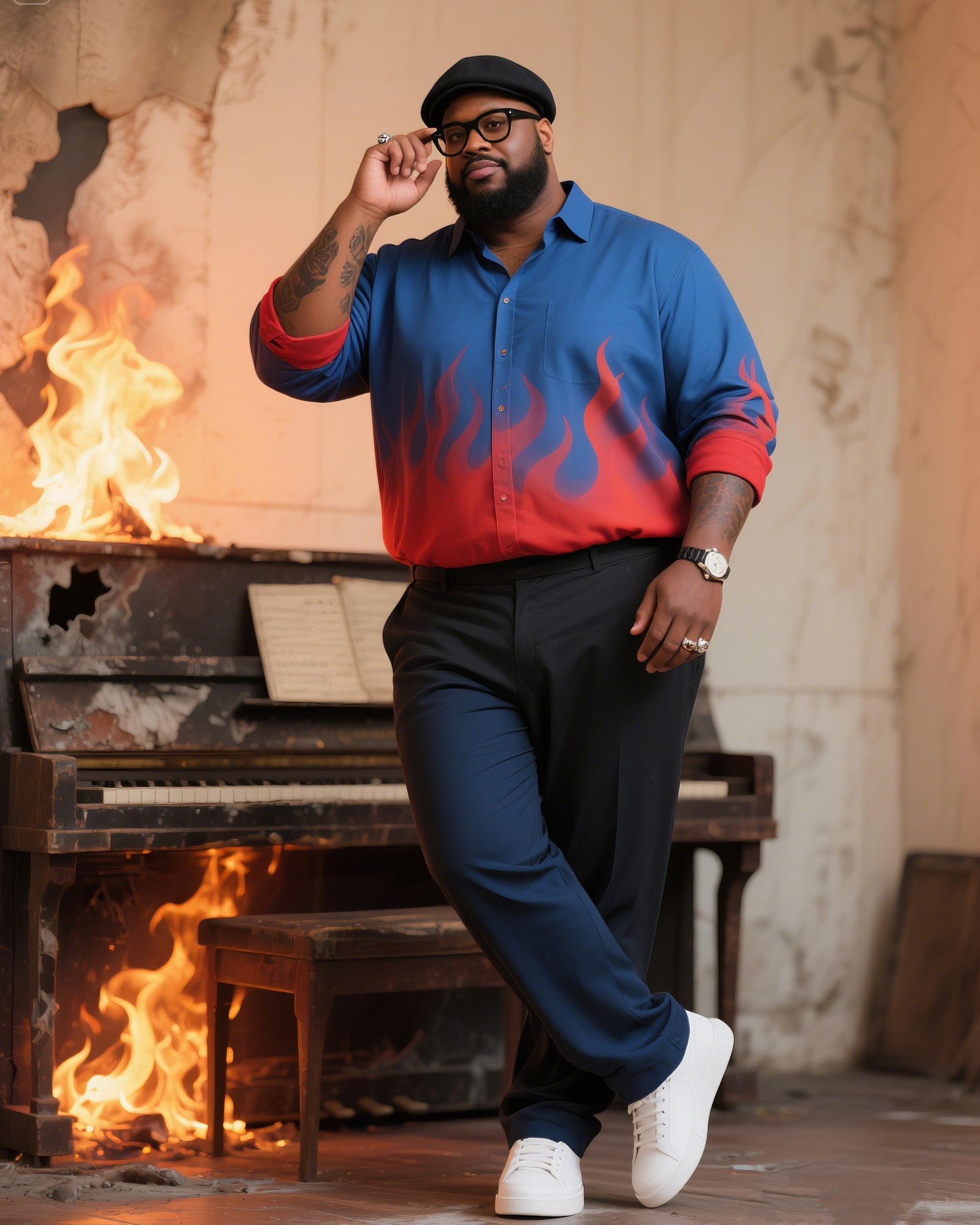 Big & Tall Vintage T-Shirt Pants Set for big men view 2