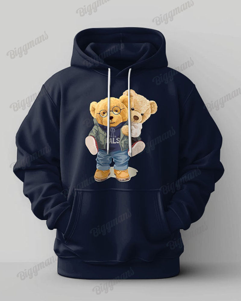 Big & Tall Blue Graphic Hoodie Sweatpants Set for big men view 3