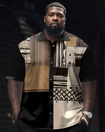 Big & Tall Geometric Shirt Pants Set for big men view 2