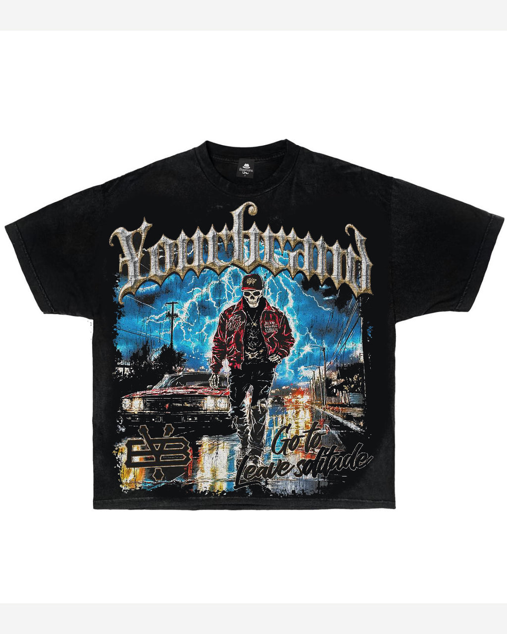Big & Tall Streetwear Skull T-Shirt Pants Set for big men view 4