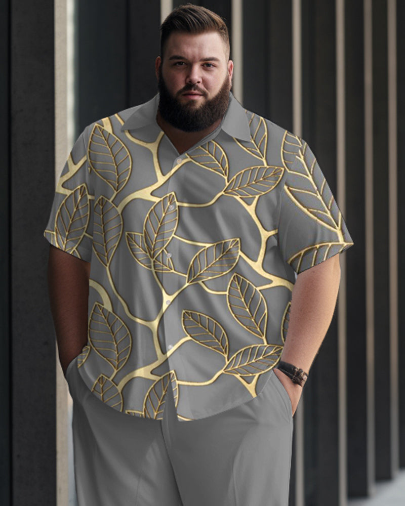 Big & Tall Geometric T-Shirt Pants Set for big men view 2
