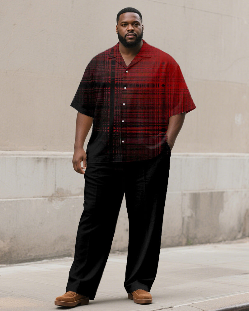 Big & Tall Black Red Graphic T-Shirt Pants Set for big men view 1