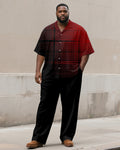 Big & Tall Black Red Graphic T-Shirt Pants Set for big men view 1