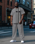 Big & Tall Striped Graphic T-Shirt Pants Set for big men view 1