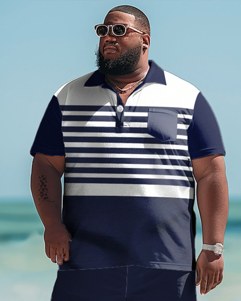 Big & Tall Colorblock Polo Shorts Set for big men view 2