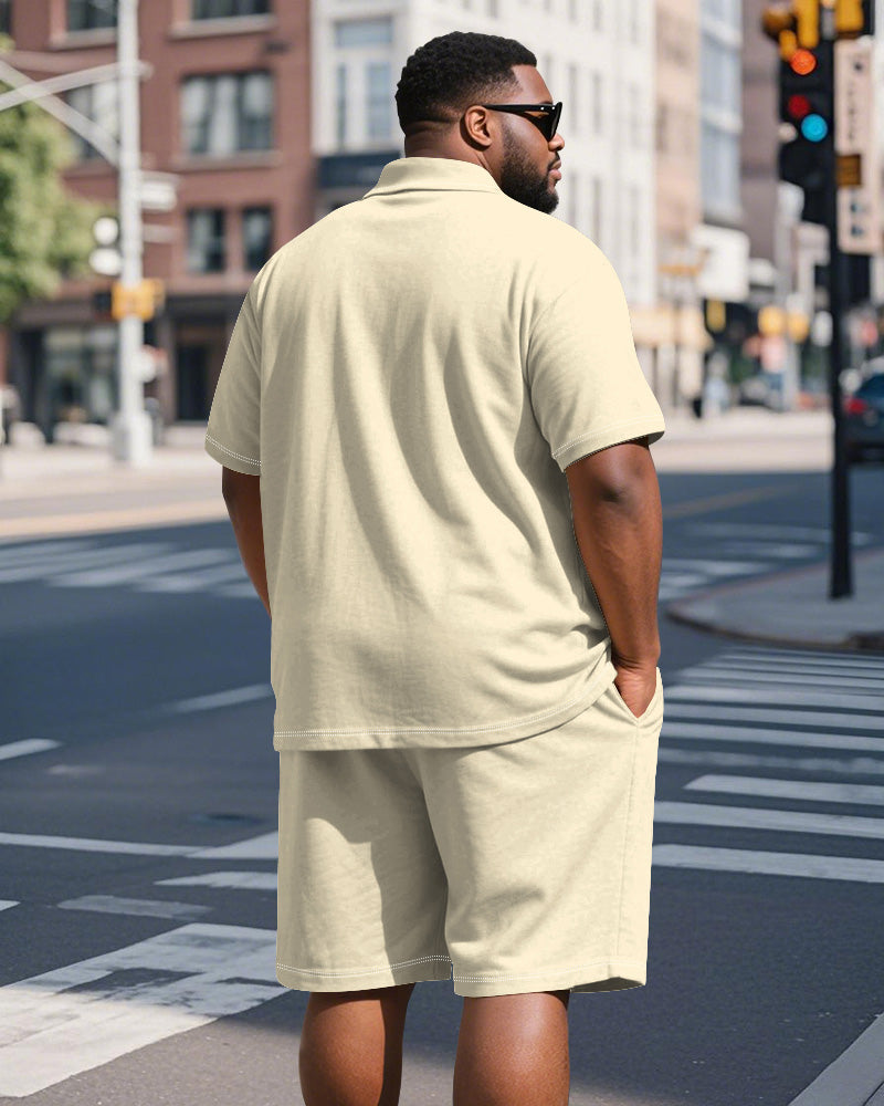 Big & Tall Plaid Graphic Polo Shorts Set for big men view 4
