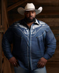 Big & Tall Western Denim Long Sleeve Shirt for big men