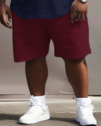 Big & Tall Colorblock Streetwear T-Shirt Shorts Set for big men view 4