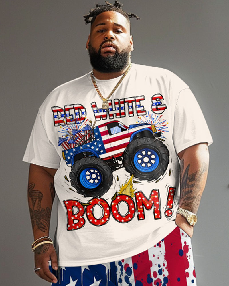 Big & Tall Graphic T-Shirt Shorts Set for big men view 3