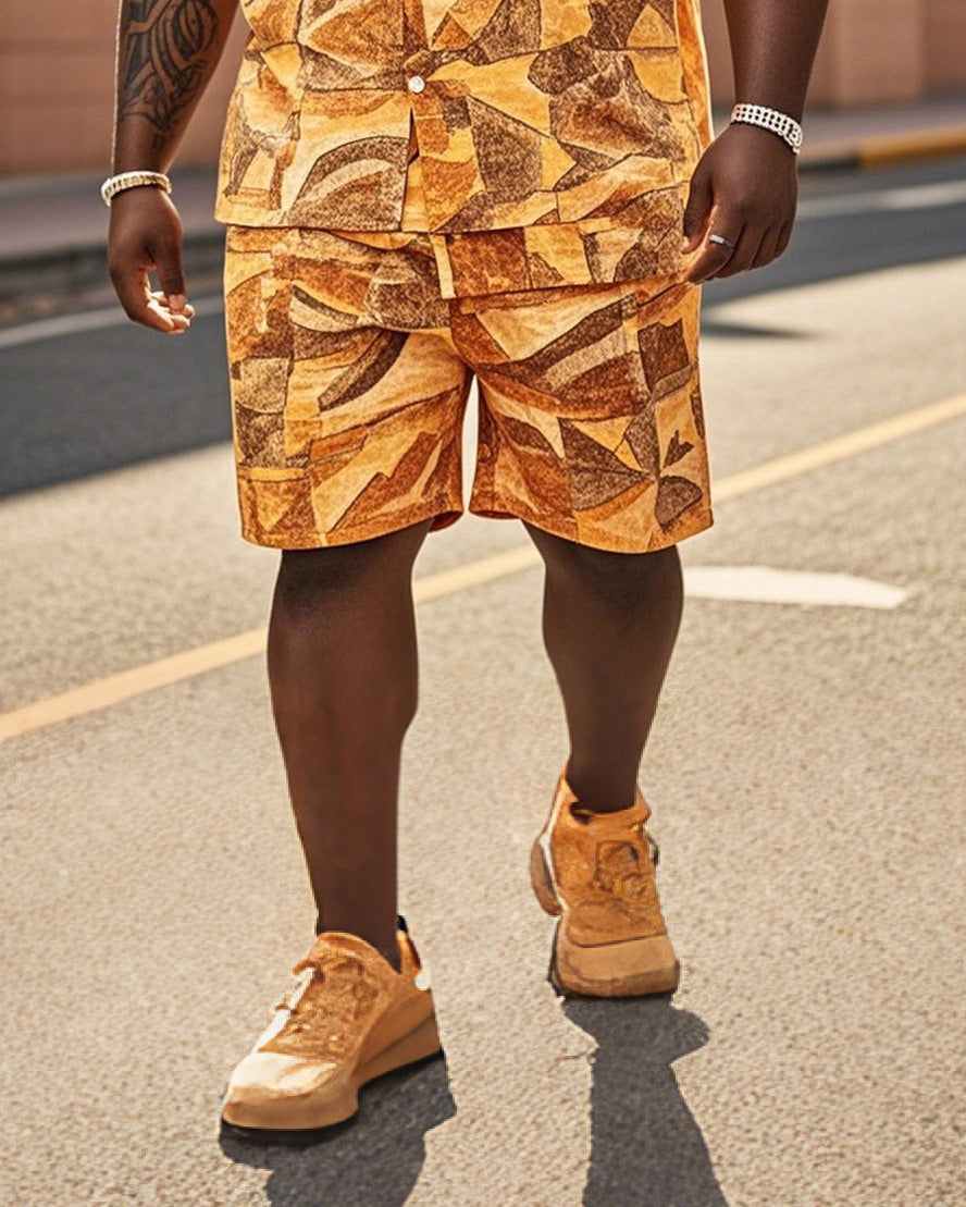 Big & Tall Geometric T-Shirt Shorts Set for big men view 3