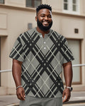 Big & Tall Gray Plaid Graphic T-Shirt for big men view 1