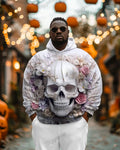 Big & Tall Graphic Floral Skull Hoodie for big men
