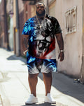 Big & Tall Graphic Streetwear Two-piece Set for big men view 1