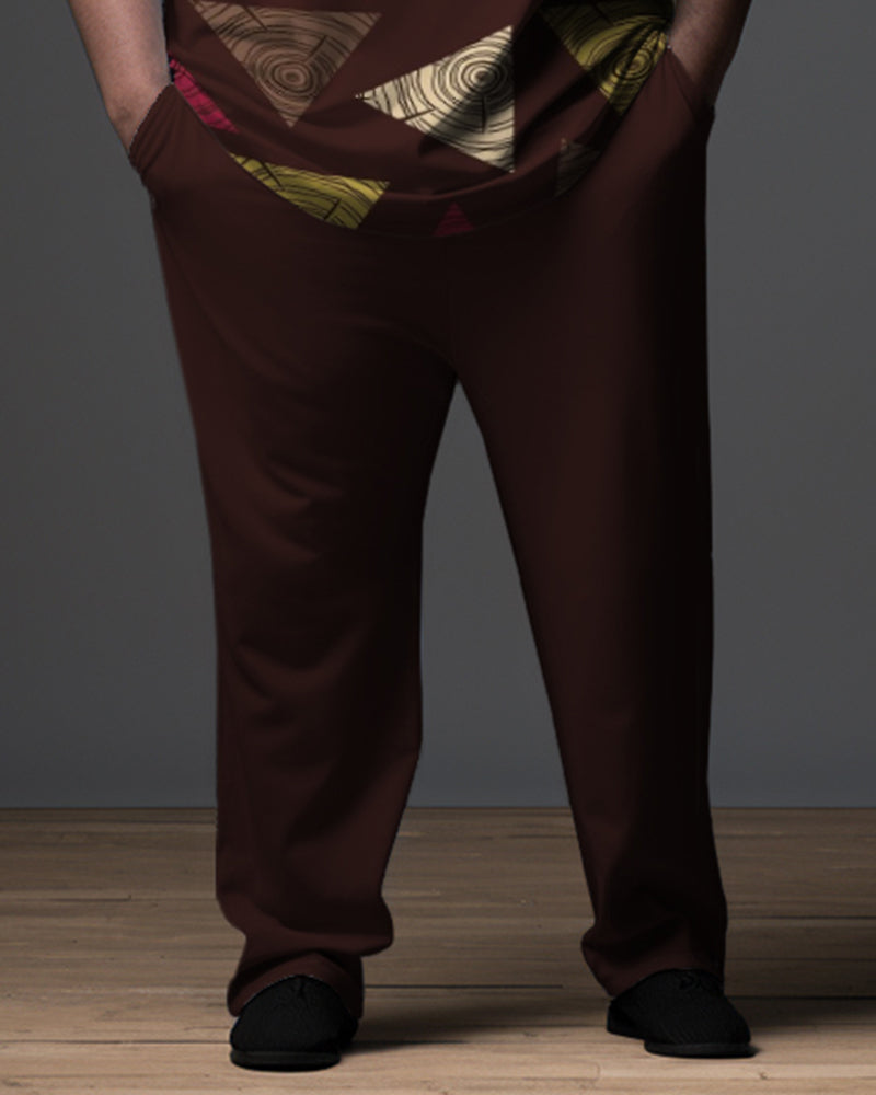 Big & Tall Geometric Business Casual Polo Pants Set for big men view 3