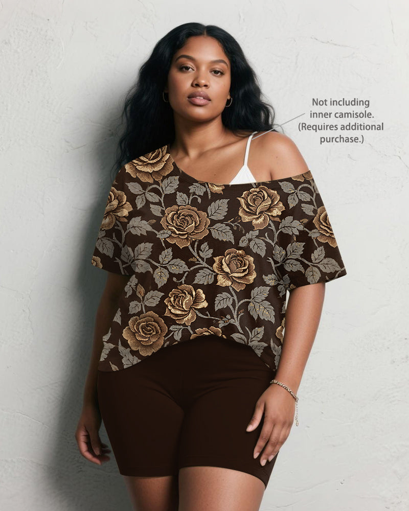 Big & Tall Brown Graphic Two-piece Set for big men view 2