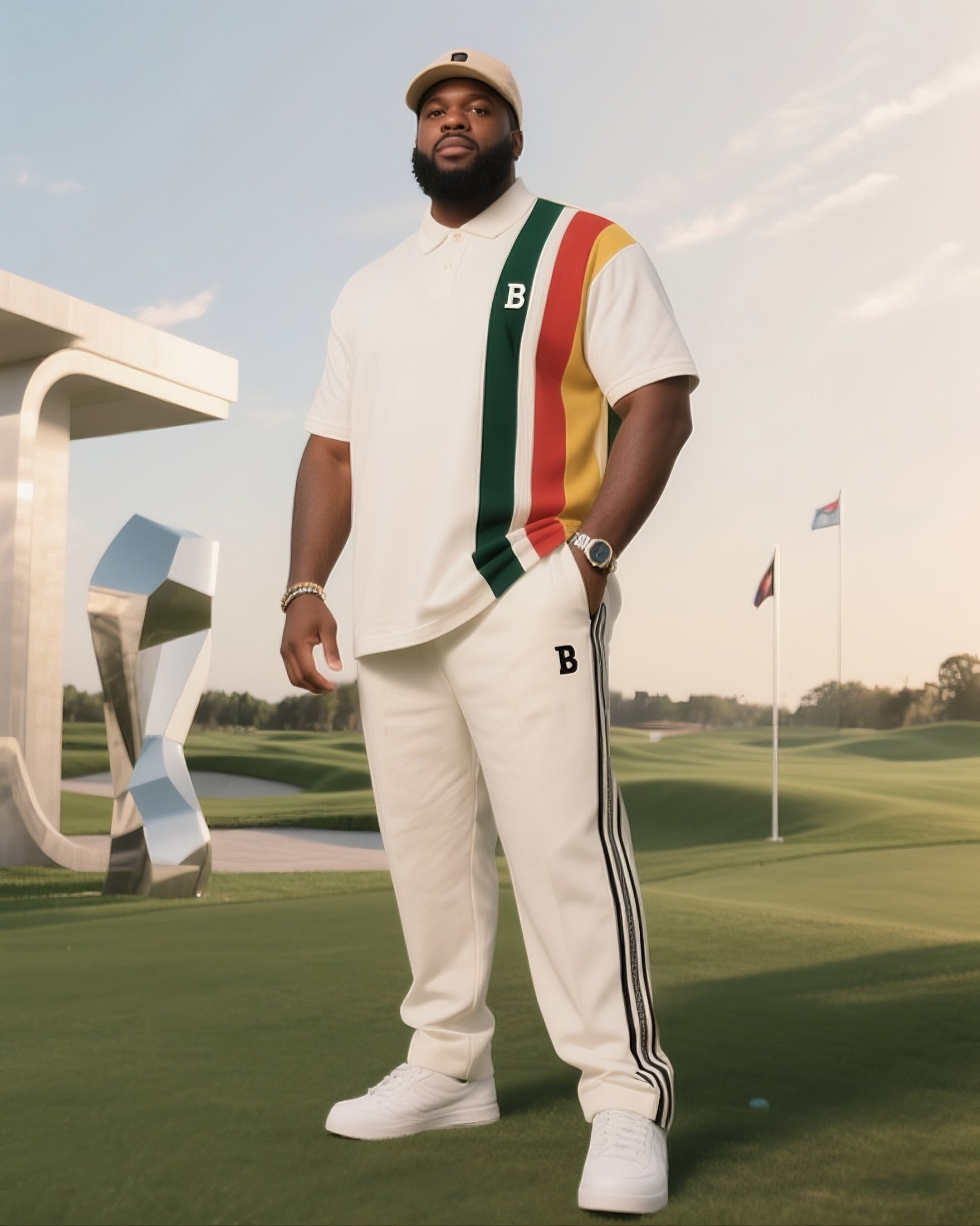 Big & Tall White Striped Jeans for big men view 1