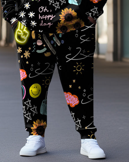Big & Tall Graffiti Hoodie Sweatpants Set for big men view 3