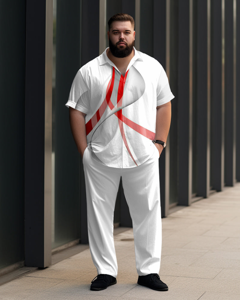 Big & Tall Geometric Graphic T-Shirt Pants Set for big men view 1