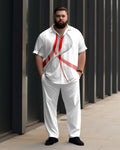 Big & Tall Geometric Graphic T-Shirt Pants Set for big men view 1