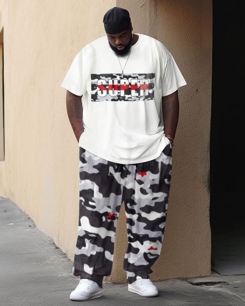 Big & Tall Camouflage Streetwear Two-piece Set for big men view 1