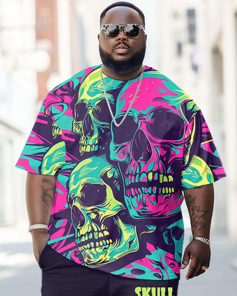 Big & Tall Geometric Graphic T-Shirt Pants Set for big men view 2